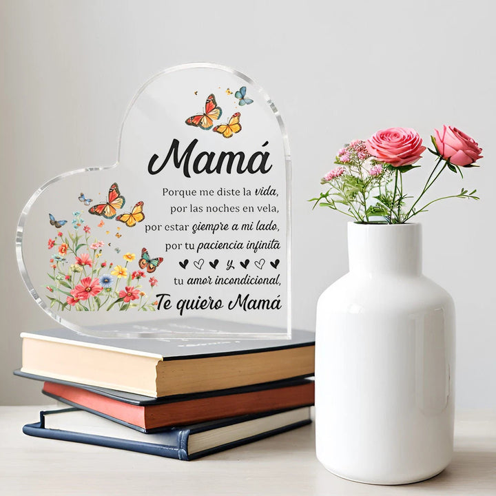 1 Pcs Birthday gift Mom transparent Presents From Daughter son for my best mom heart-shaped Gift For my Mother home Ornaments