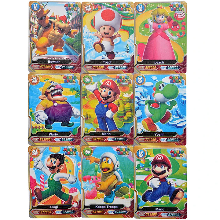 Super Mario Bros Luigi Toad DK Princess Peach Bowser Wario Game Battle Trading Cards Toy For Children's Birthday Gift