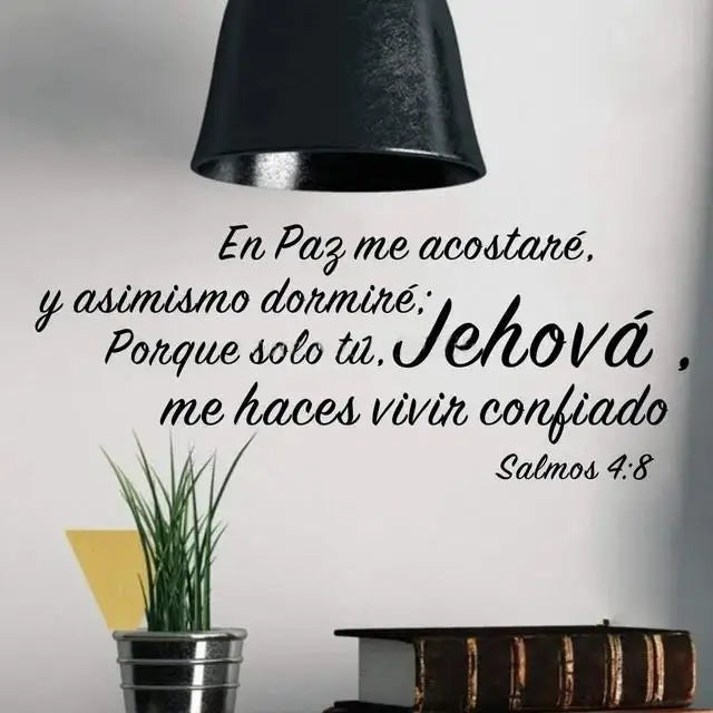 1 pc hot sale Bible 4:8 en paz me acostanre y asimismo dormire Tioua Spanish texts wallpaper Home Decor Wall Stickers for home