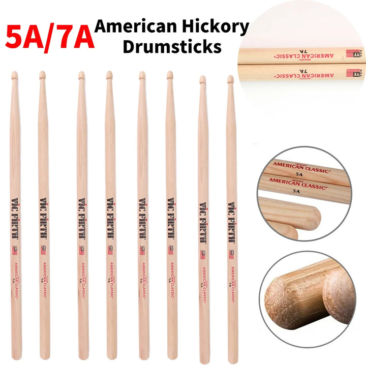 2PCS Drumsticks 5A/7A American Hickory Drumsticks Mallets Jazz Drum Sticks Percussion Drum Sticks for Acoustic/Electronic Drum