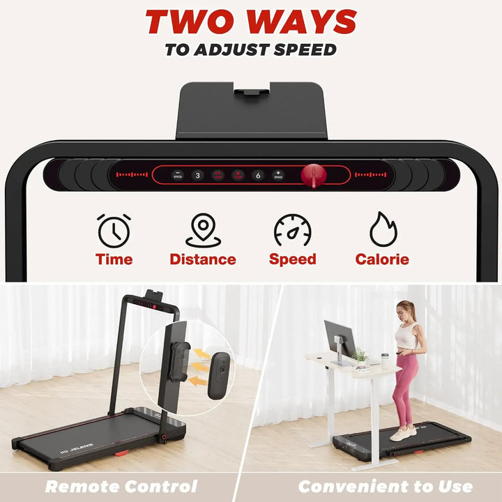 2 in 1 Treadmill, Walking Pad, 2.5HP Folding Treadmill with Remote Control LED Display, Portable Treadmill for Home/Office