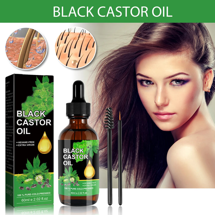 OUHOE Black Castor Oil For Hair healthy,Improves Elasticity And Shine Works on Thinning Areas Natural hair Care Essential oil