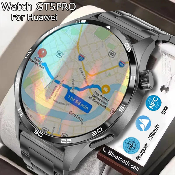 For HUAWEI GT5 Pro GPS NFC Smart Watch Men 360*360 AMOLED Screen Heart rate Bluetooth Call IP67 Waterproof Man Smartwatch 2024