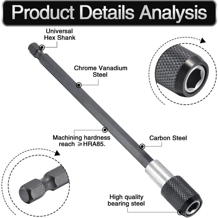 1/4 Inch Hex Shank Quick Release Electric Drill Magnetic Screwdriver Bit Adjustable Extension Holder Bar Shank Power Tool