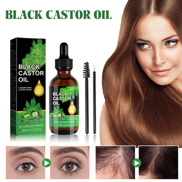 OUHOE Black Castor Oil For Hair healthy,Improves Elasticity And Shine Works on Thinning Areas Natural hair Care Essential oil