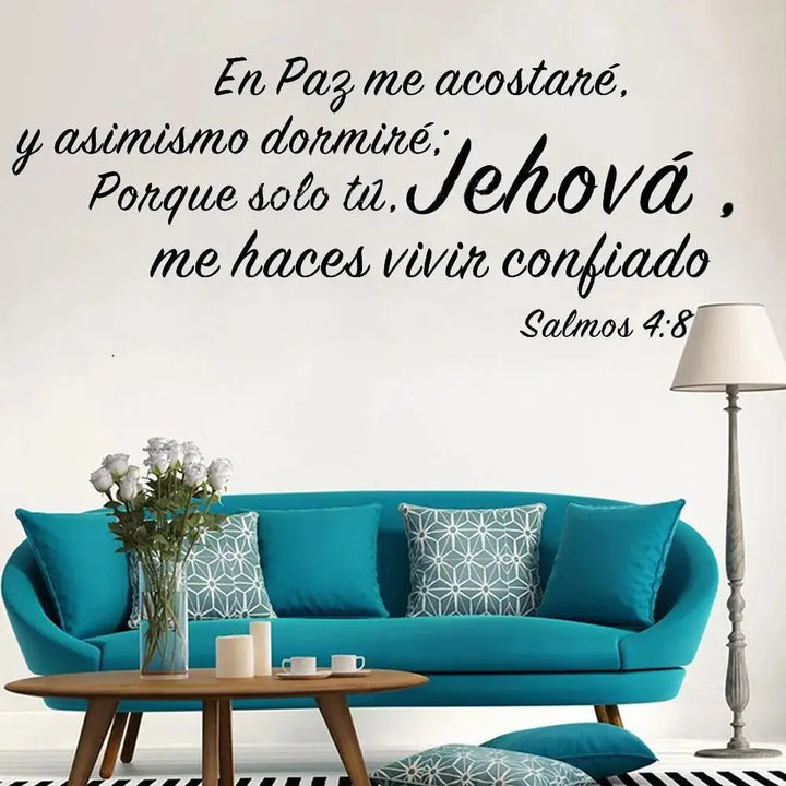 1 pc hot sale Bible 4:8 en paz me acostanre y asimismo dormire Tioua Spanish texts wallpaper Home Decor Wall Stickers for home