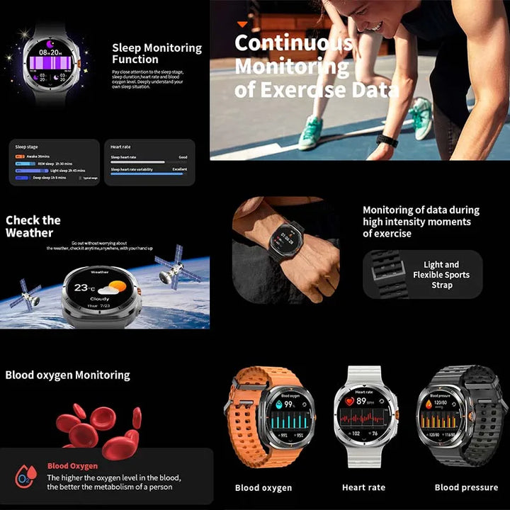 For Samsung Galaxy Watch 7 Ultra GPS Compass Smart Watch Outdoor Sports Man AMOLED BT Call IP68 Galaxy 6 Upgraded Smartwatch Men