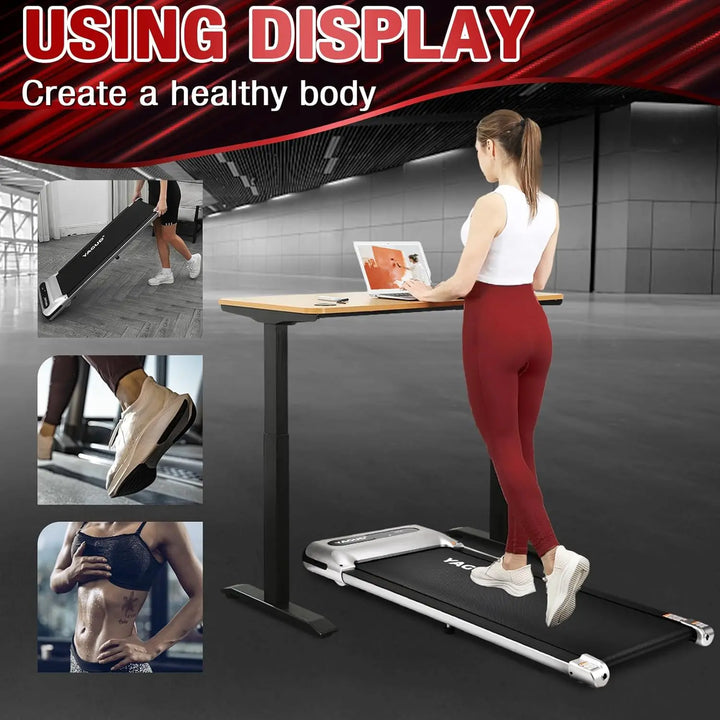 Walking Pad for Home and Office, 2.5 HP Portable Walking Jogging Running Machine with Remote Control and LED Display, Sliver