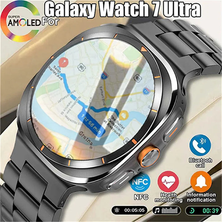 For Samsung Galaxy Watch 7 Ultra GPS Compass Smart Watch Outdoor Sports Man AMOLED BT Call IP68 Galaxy 6 Upgraded Smartwatch Men